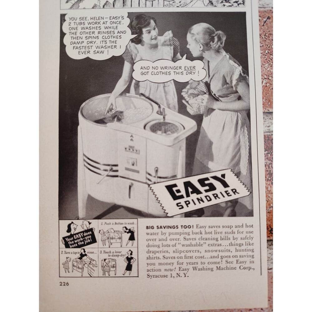 1950 Easy Spindrier Laundry Washday Easier Now for Housewives Vtg Print Ad